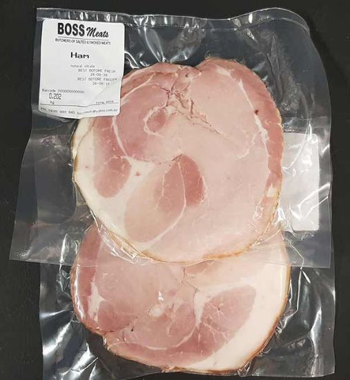 Picture of HAM LEG SLICED Nitate-Free - Ethical, Organic, Free-range / 250g pack (approx. size)