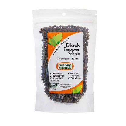 Picture of Pure Food Essential Spices BLACK PEPPER WHOLE ORGANIC 80g